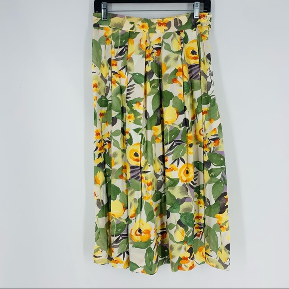 Vintage Dresses & Skirts - Pendleton Country Cottage Core Floral Pleat Skirt